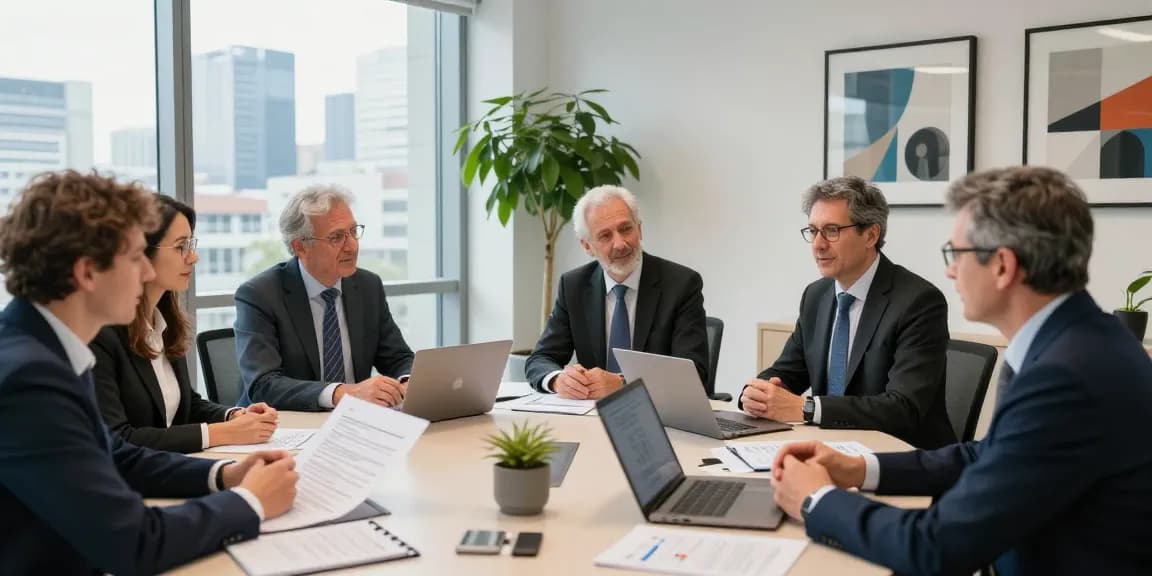 The Valken team discussing confidential legal matters in a modern office setting