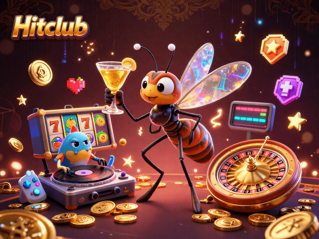 Join the Hitclub and spin your way to victory in a vibrant casino scene filled with 3D charm.