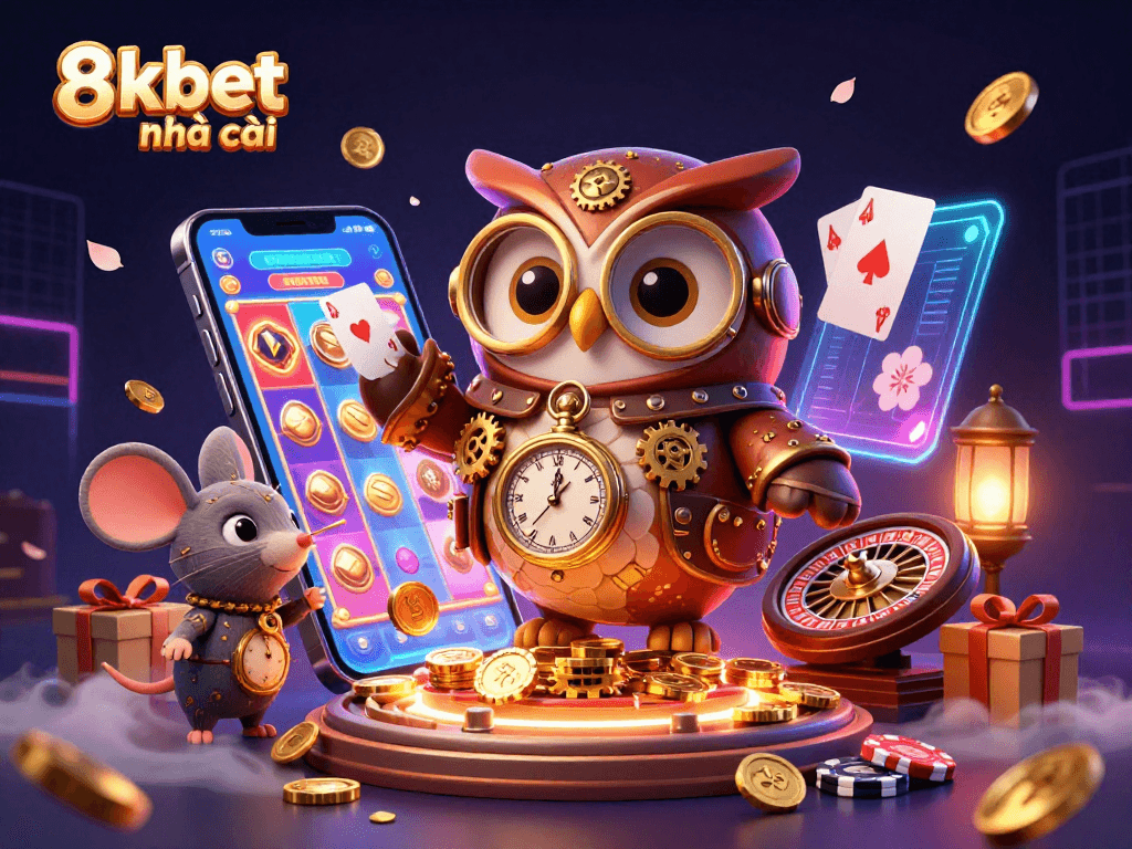 Experience thrilling gaming action with 8xbet nhà cái in a vibrant casino scene filled with exciting slot games.