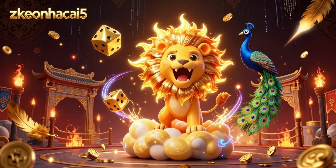 Experience thrilling moments at zkeonhacai5 featuring a roaring lion and dynamic casino elements