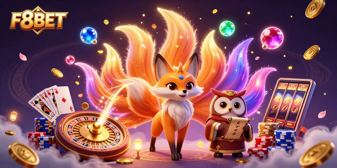 Engage with F8BET's magical 3D casino world filled with vibrant characters and dazzling game elements.