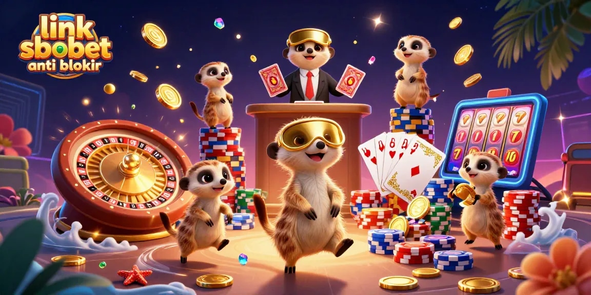 Experience the excitement of link sbobet anti blokir with lively meerkats running a casino.