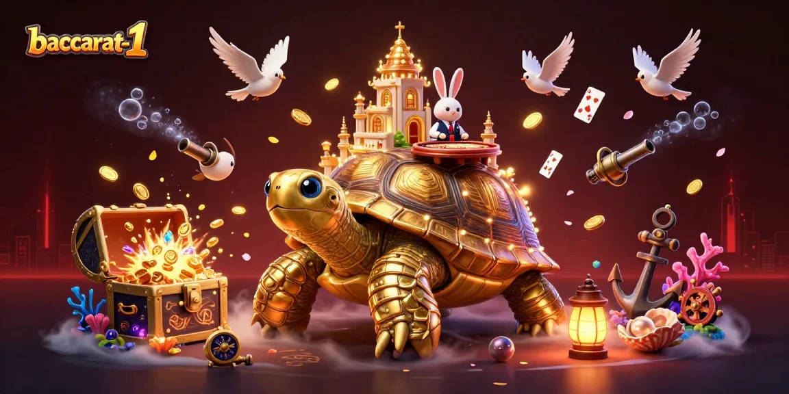 Join baccarat-1's thrilling adventures with a golden tortoise casino palace and a rabbit dealer!