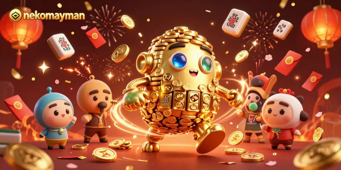 Engage with nekomayman for thrilling slot adventures with a golden golem and vibrant game elements.