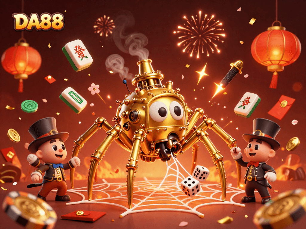 Experience DA88's captivating world where a golden spider spins tales of luck and chance.