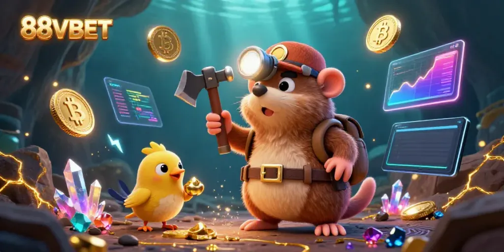 Join the treasure hunter mole and canary in the 88VBET mining adventure for crypto riches!