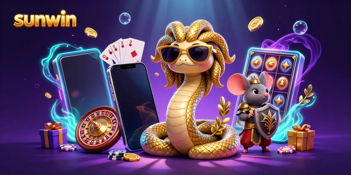 Join the fun with sunwin as Medusa and a mouse warrior battle with golden coins and exciting slot games!