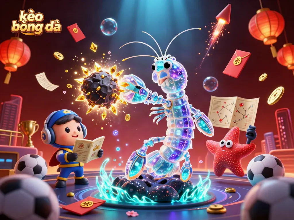 Experience kèo bóng đá in vivid scenes with dynamic characters, vibrant colors, and engaging betting elements.
