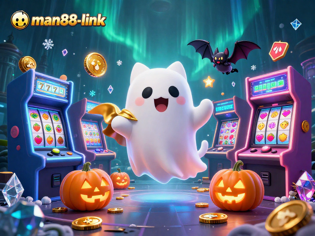 Experience excitement at man88-link in a vibrant haunted casino scene with unique characters.