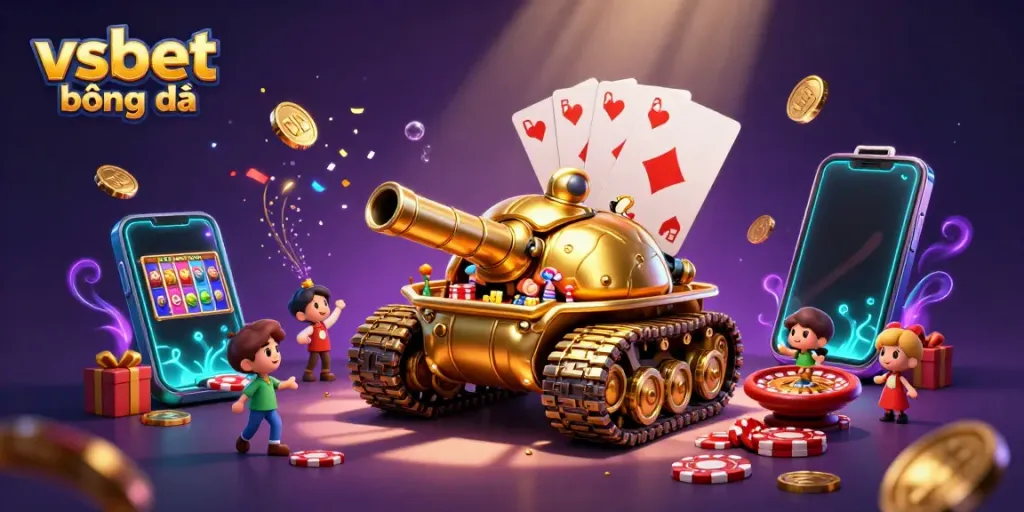 Experience exciting wins with vsbet bóng đá inside a dynamic casino scene elaborately illustrated.