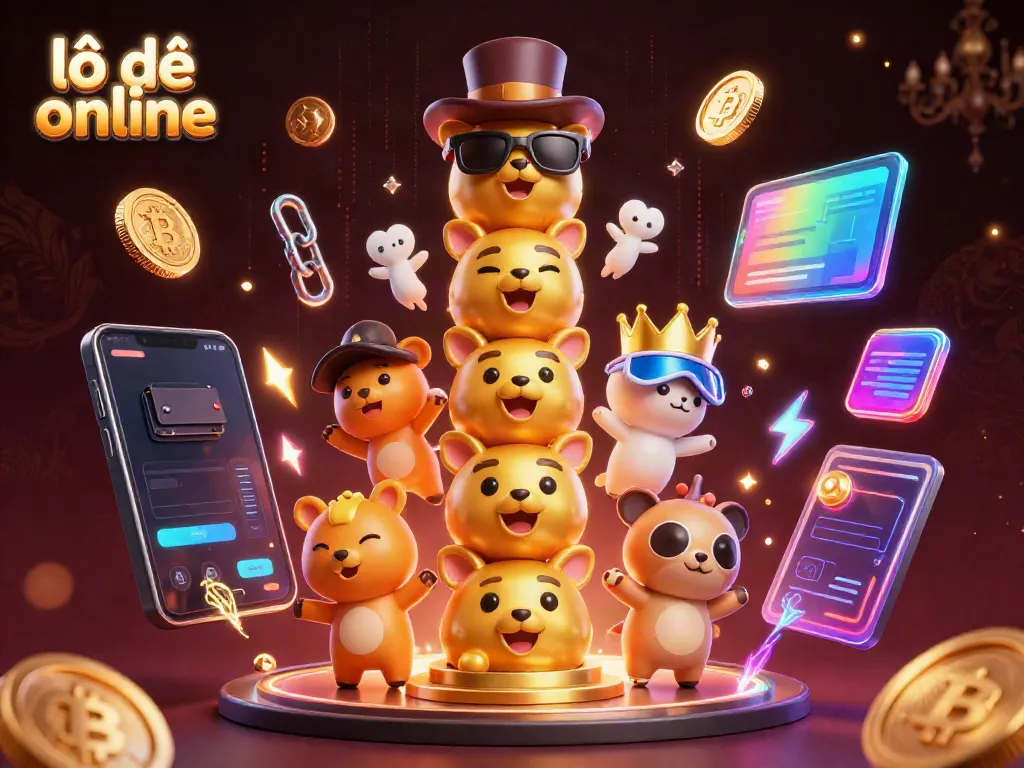 Experience exciting lô đề online with vibrant 3D totem and crypto elements in a casino setting.