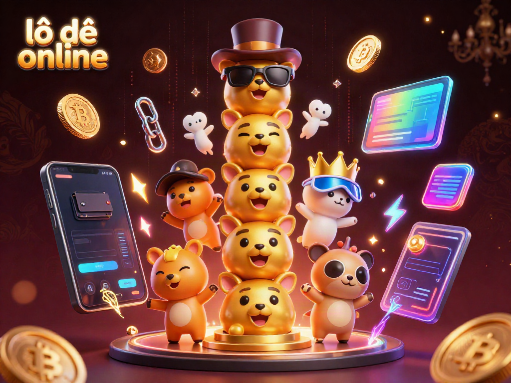 Experience exciting lô đề online with vibrant 3D totem and crypto elements in a casino setting.