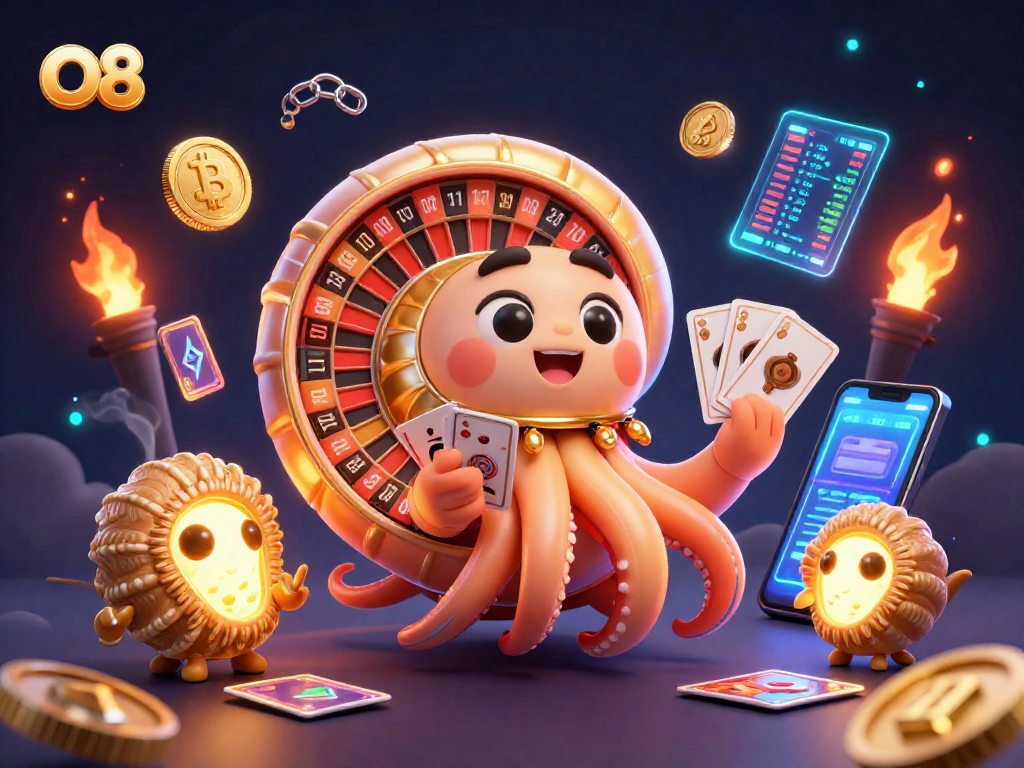 Experience O8's captivating casino atmosphere with a 3D giant nautilus and golden roulette wheel.