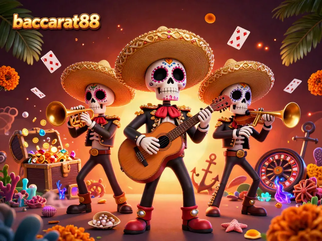 Experience the thrill of baccarat88 in this vibrant, animated casino scene with lively characters.