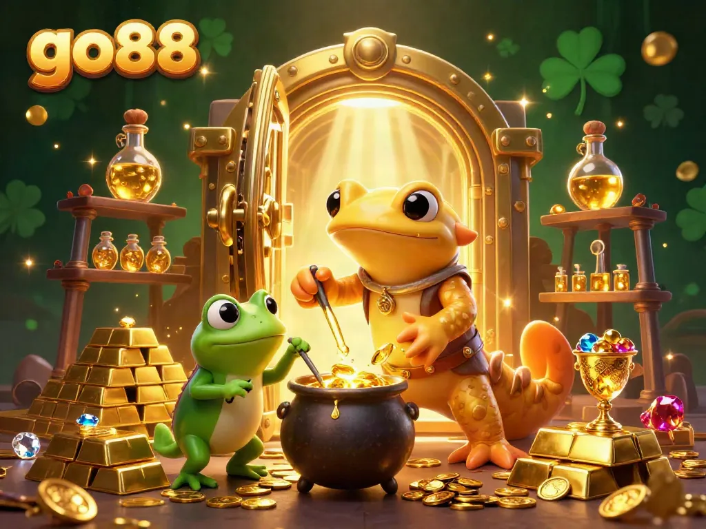Experience the magic of go88 with stunning 3D alchemy visuals and vibrant casino elements.