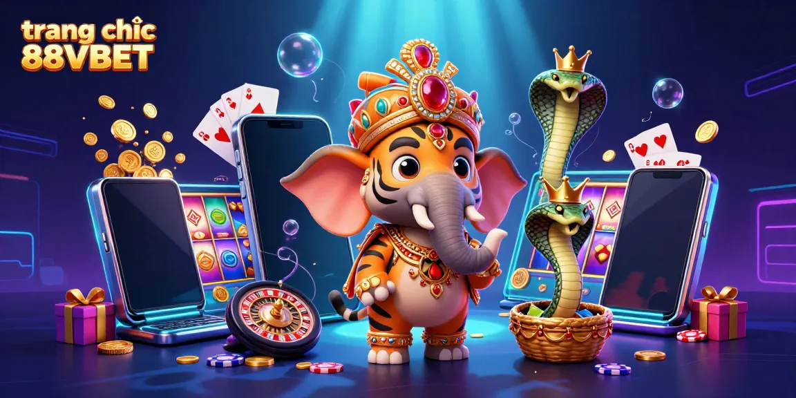 Experience the exciting world of trang chủ 88VBET with a vibrant casino scene featuring a majestic tiger, elephant, and thrilling game elements.
