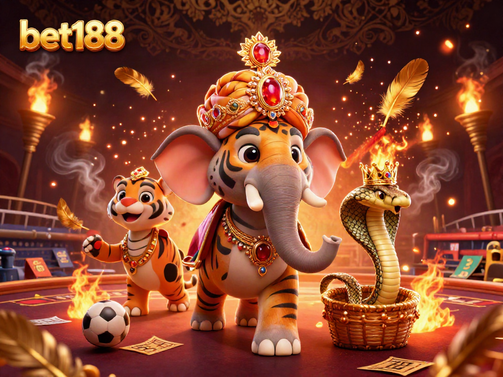 Bet188 offers an electrifying casino experience featuring a tiger maharaja and exotic treasures.