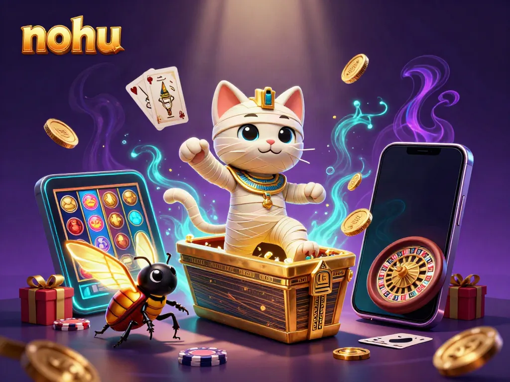Experience the exciting gaming atmosphere at nohu casino, featuring stunning Egyptian-inspired 3D elements.