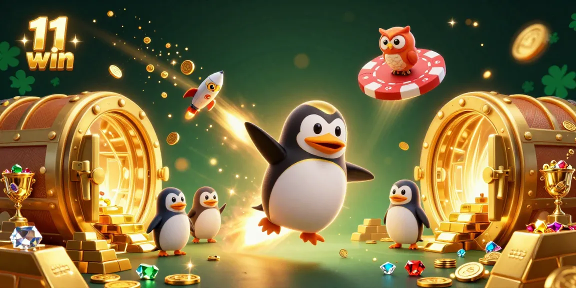 Experience thrilling gameplay with 11 win, featuring dynamic casino elements and a penguin space adventure.