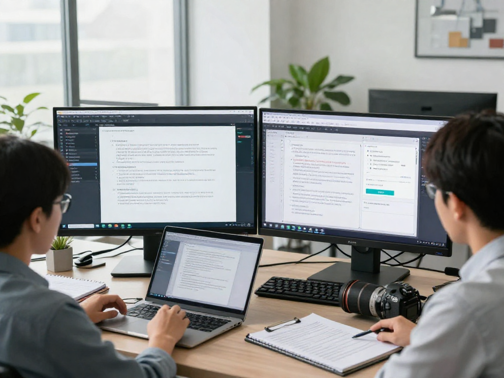 Expert team performing document fraud detection in a modern office, analyzing digital inconsistencies and alerts.