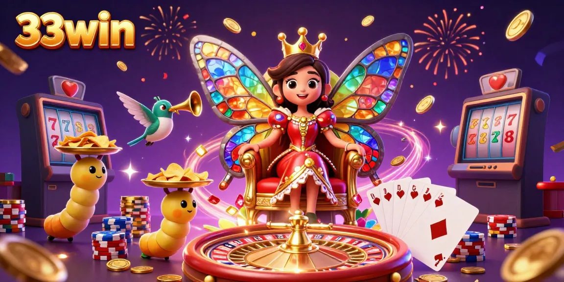 Experience thrilling gameplay at 33win with enchanting 3D characters in a vibrant casino scene.