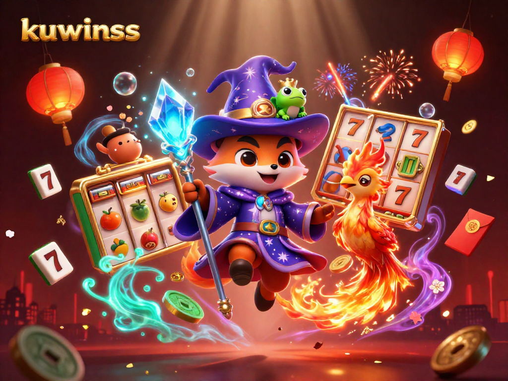 Experience the thrills of kuwinss with our vibrant 3D casino illustration featuring magical characters and exciting game elements.