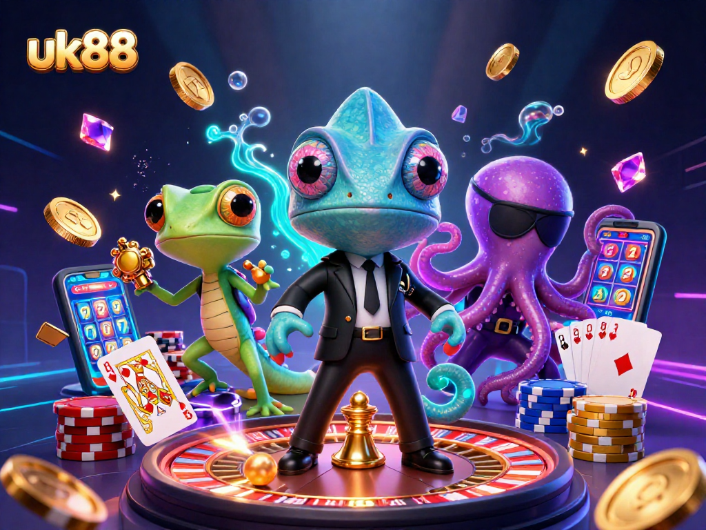 Explore thrilling gaming experiences at uk88 with dynamic casino elements and vibrant characters.