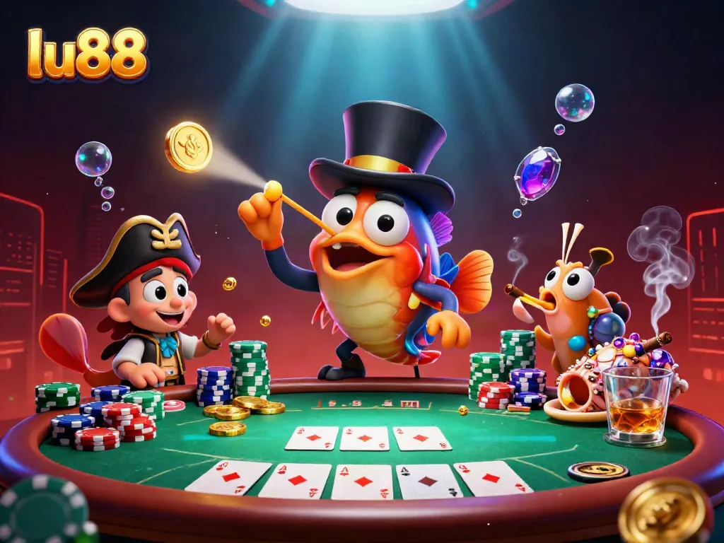 Experience thrilling gaming with lu88’s vibrant underwater casino scene featuring a magical anglerfish.