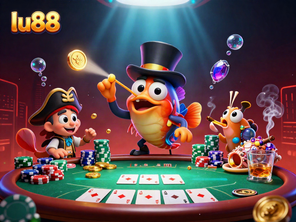 Experience thrilling gaming with lu88’s vibrant underwater casino scene featuring a magical anglerfish.