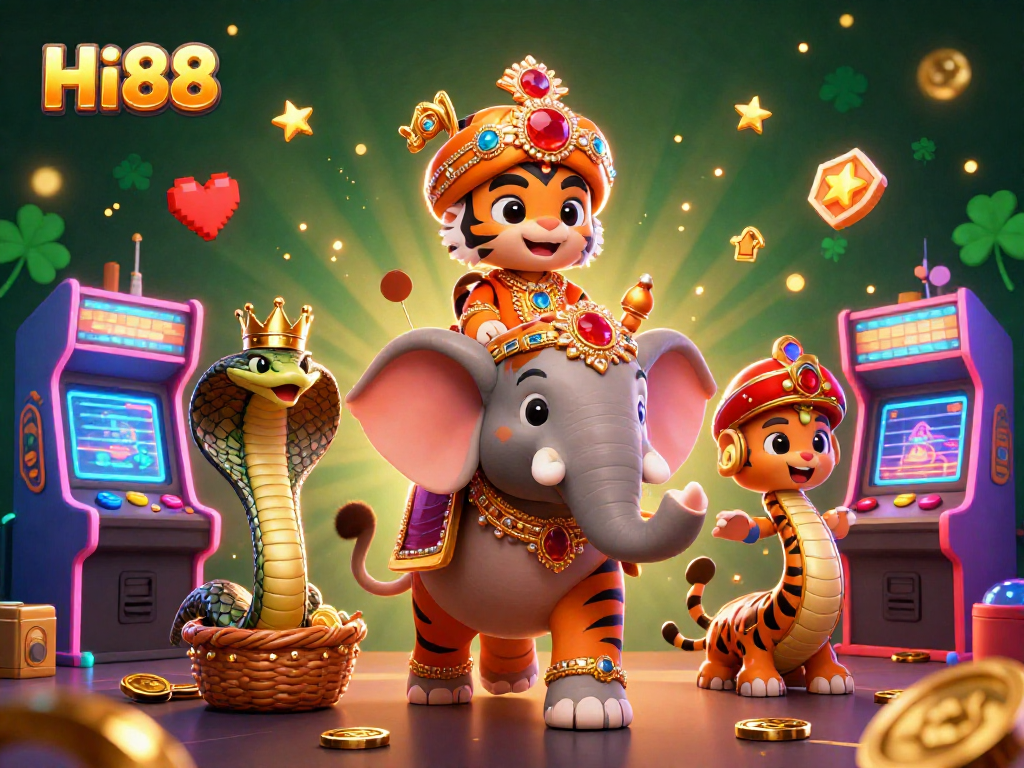 Join the excitement at Hi88 with vibrant casino game elements and a dynamic maharaja theme.