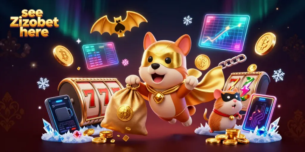 Experience thrilling gameplay with our superhero dog and hamster duo in "see Zizobet here" illustration.