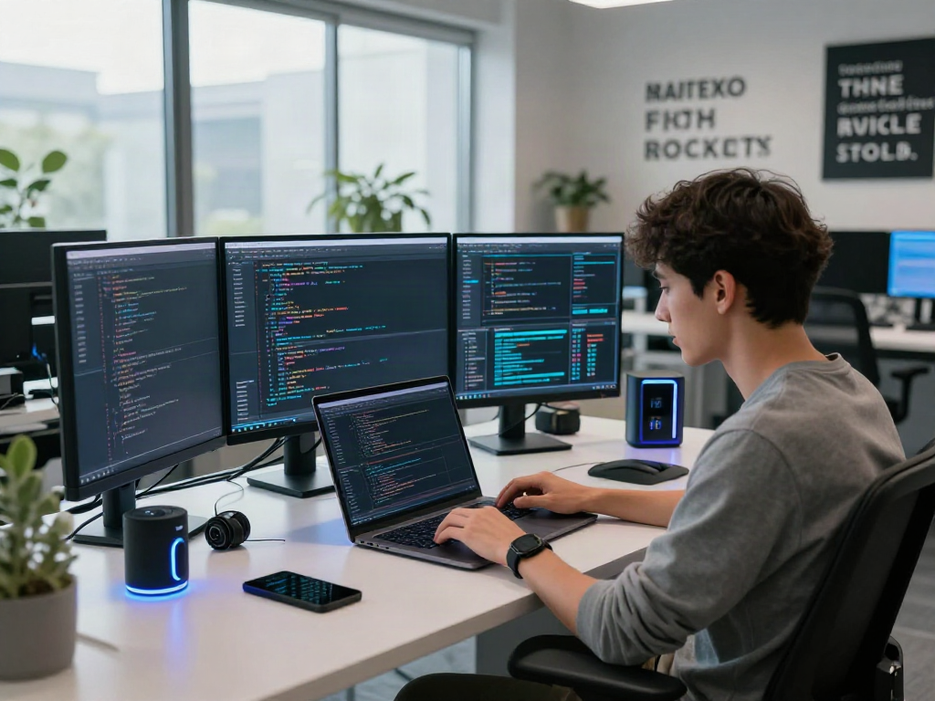 Dynamic coding workspace showcasing boardthread.net's innovation in technology.