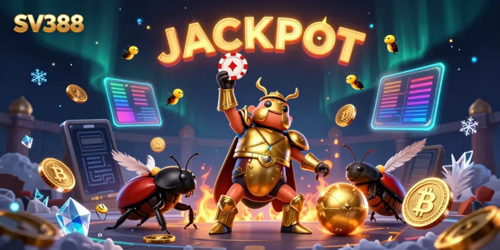 Experience the thrilling SV388 cockfighting scene with victorious characters and dynamic game elements