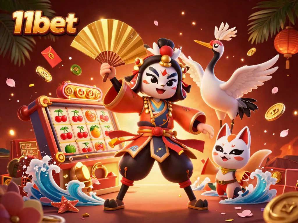 Engage in exciting casino action with 11bet's vibrant 3D illustration, featuring unique characters and rich gaming elements.