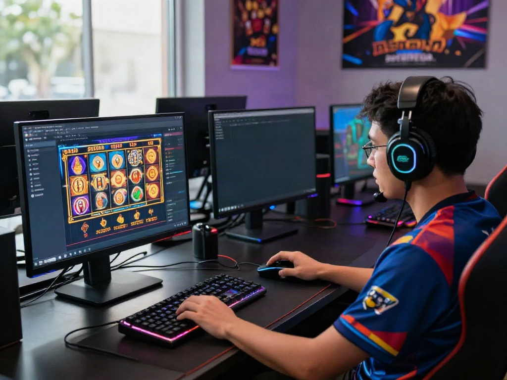 Gamer focused on the DewaTogel Login interface, showcasing an engaging online gaming atmosphere.
