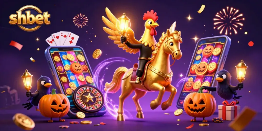 shbet and golden rooster ambiance transformed with casino slot games and festive elements