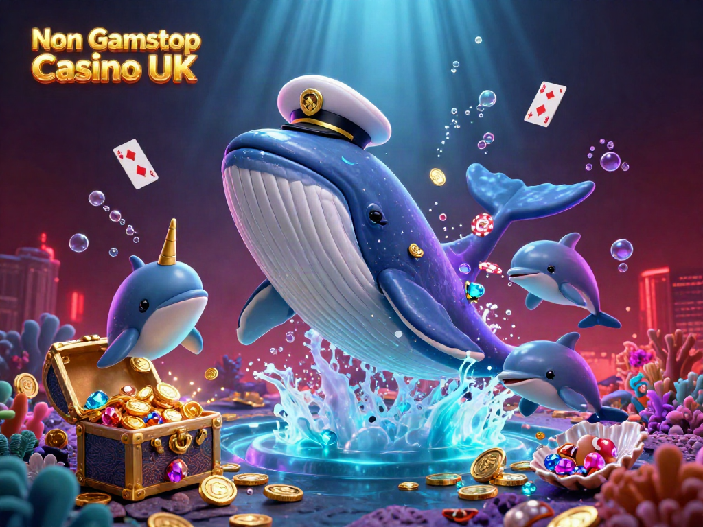 Experience exhilarating fun at Non Gamstop Casino UK with vibrant colorful characters in a dynamic underwater scene.