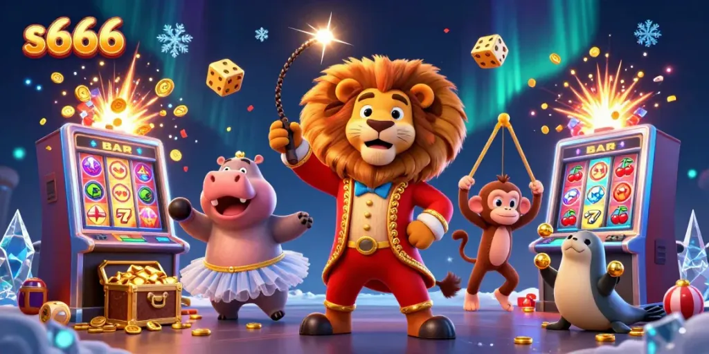 Experience the thrill at s666: a vibrant circus-themed casino scene filled with action and winning moments.