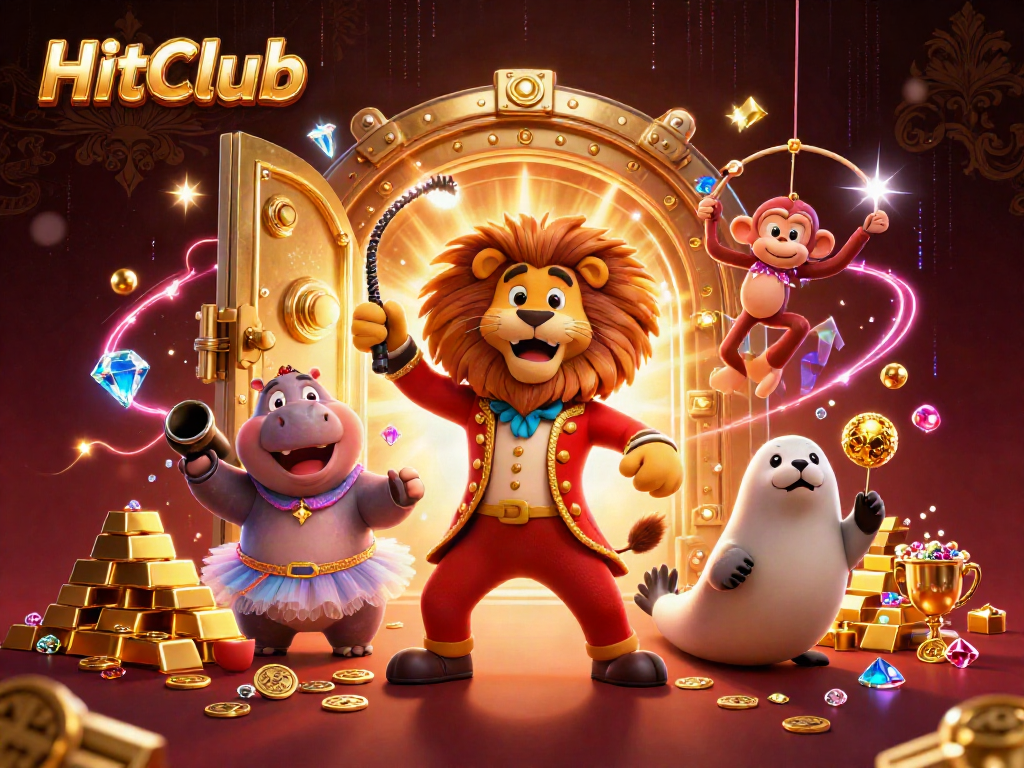 Experience the thrill of HitClub with vibrant 3D characters and dazzling casino elements showcasing gameplay excitement.