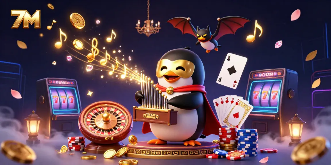 Engage with exciting 7M gambling experiences featuring dynamic casino elements and whimsical characters.