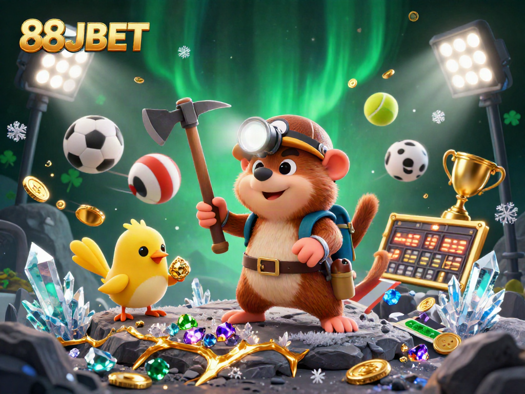 Experience the thrill of gaming with 88JBET as a treasure hunter uncovers riches in an immersive casino scene.