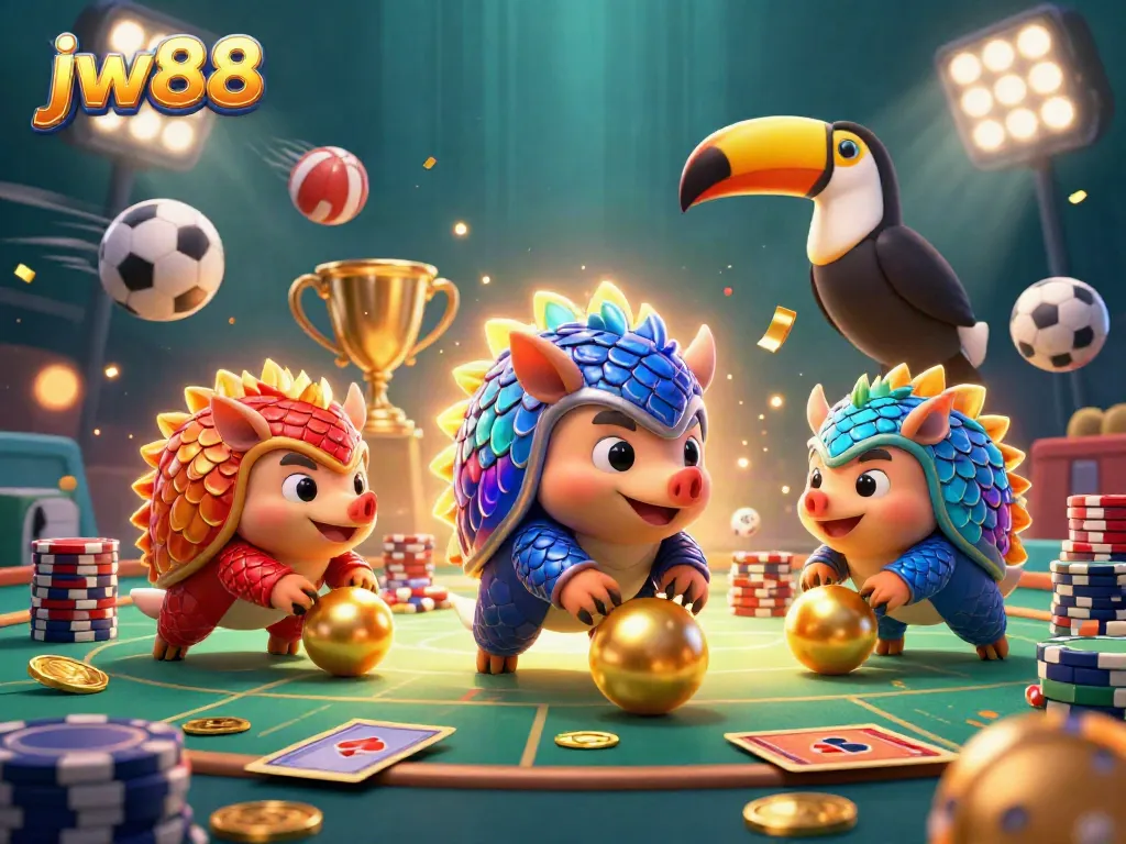 Experience the excitement of JW88 with dynamic casino-themed pangolins in action.