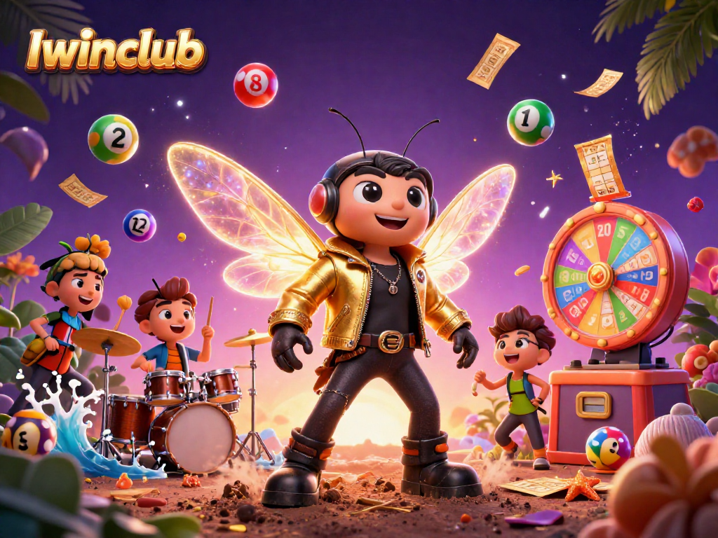 Iwinclub lottery excitement visualized with vibrant characters and dynamic game elements for an engaging experience.