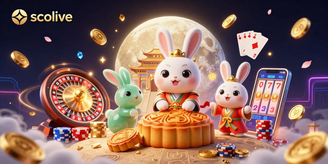 Socolive showcases a dynamic moon rabbit scene with poker chips, creating an engaging gambling atmosphere.