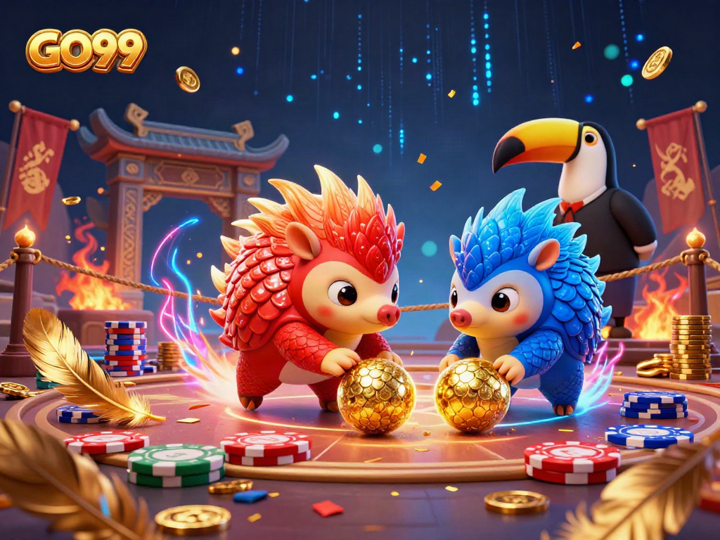 Experience GO99 as rival pangolins bowl through poker chips in a spectacular casino arena.