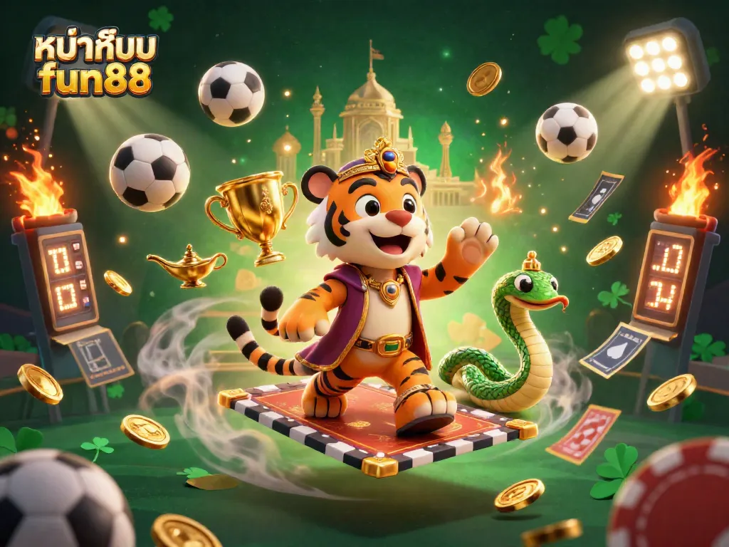 Engage in thrilling gaming adventures with หน้าแรก fun88, featuring vibrant, dynamic 3D casino elements.