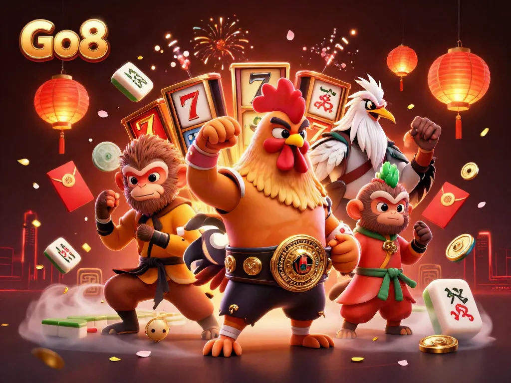Experience thrilling gameplay with Go 8, featuring lively characters and dynamic casino elements.