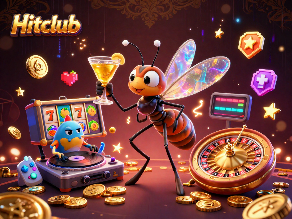 Join the Hitclub and spin your way to victory in a vibrant casino scene filled with 3D charm.