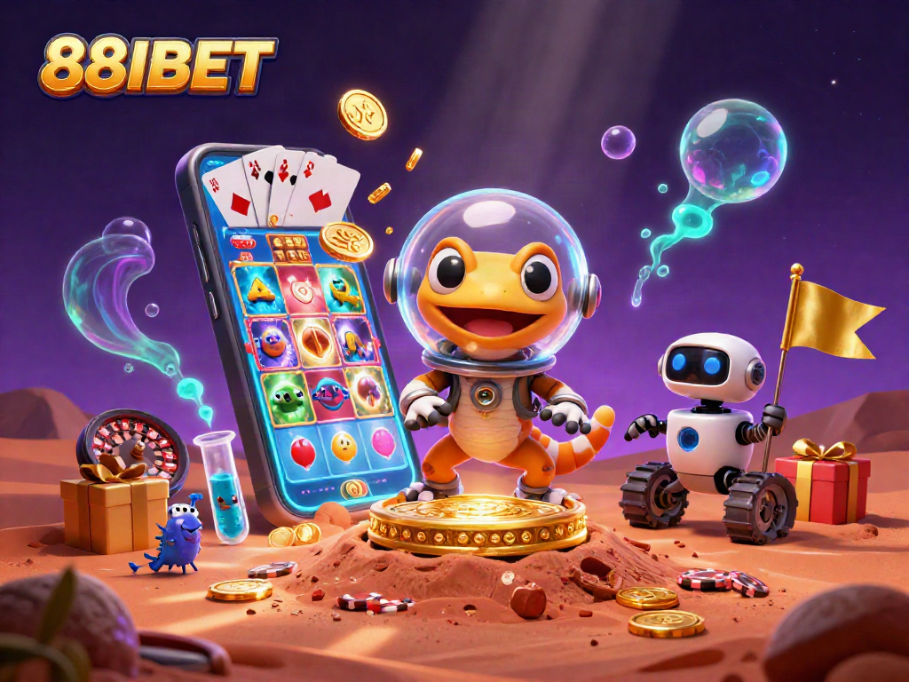 Experience thrilling gameplay at 88IBET with a vibrant alien-themed casino illustration.