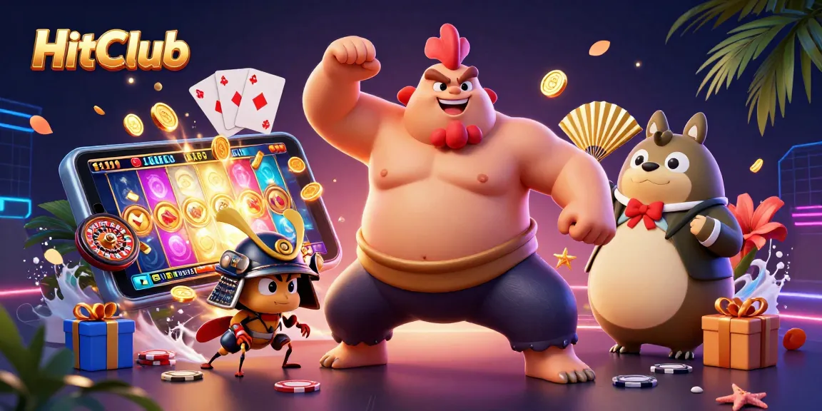 HitClub showcases a vibrant 3D casino scene with dynamic characters and engaging gameplay elements.